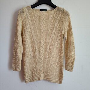Ladies Petite SZ PM Lauren Ralph Lauren Beige Linen Sweater